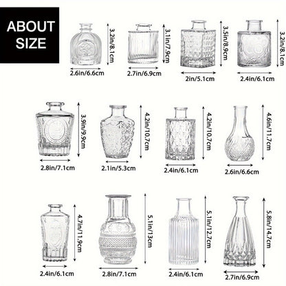 Clear Glass Bud Vase Assortment in 12-, 18-, 30-, 54- or 64-Piece Sets for Wedding and Table Displays