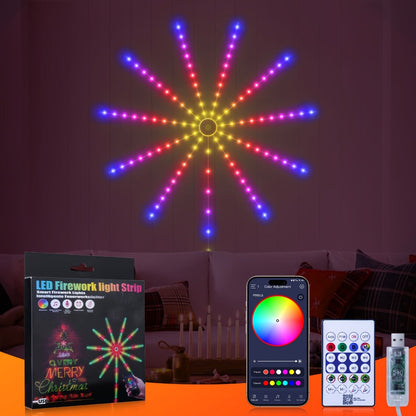 RGB Firework LED Light Strip Wall Array with Central Hub, Radiating Branches, App and Infrared Remote