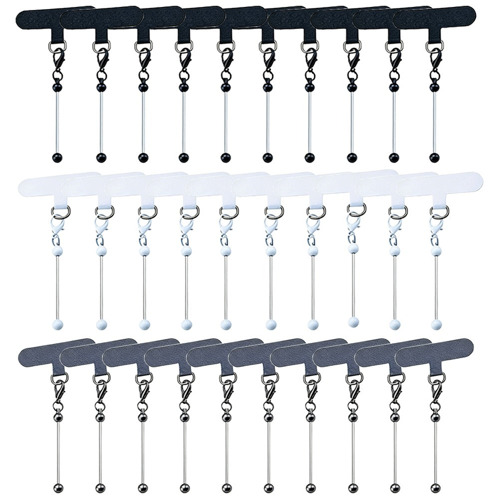 Beadable Phone Tether Tab Set 30pcs – DIY Phone Lanyard Adapter Kit with Blank Beadable Bars for Custom Phone Charms, Keychains, Bag Tags & Bridesmaid Gift Craft Projects