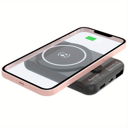 Slim Pocket Magnetic Power Bank 5000mAh 10000mAh with LED Display Wireless Charging Type-C Micro USB Input Fast Charge Battery Pack for iPhone 16 15 14 13 12 Samsung Android Travel