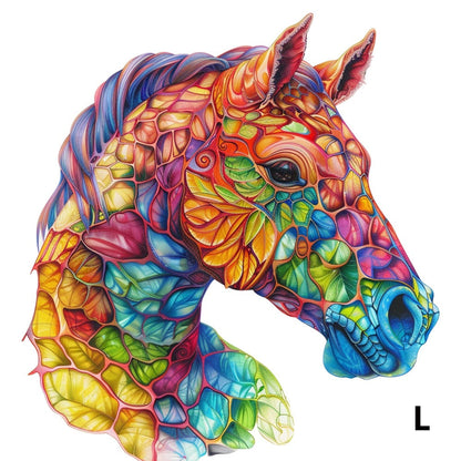 Colorful Horse Wooden Jigsaw Puzzle with Irregular Pieces and S, M and L Size Options from 4.92 to 11.02 Inches