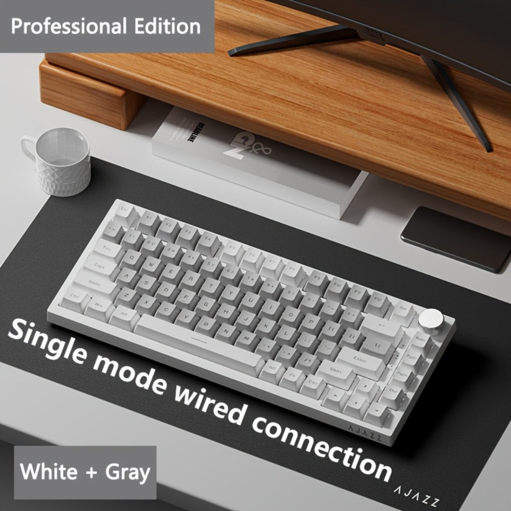 Hot Swap Gasket Mechanical Keyboard AJAZZ AK820 75% – Wireless 2.4GHz & Wired, Volume Knob, South-Facing RGB, Poron Foam, PBT Keycaps, Programmable, 11 Switch & Color Options for PC & Mac