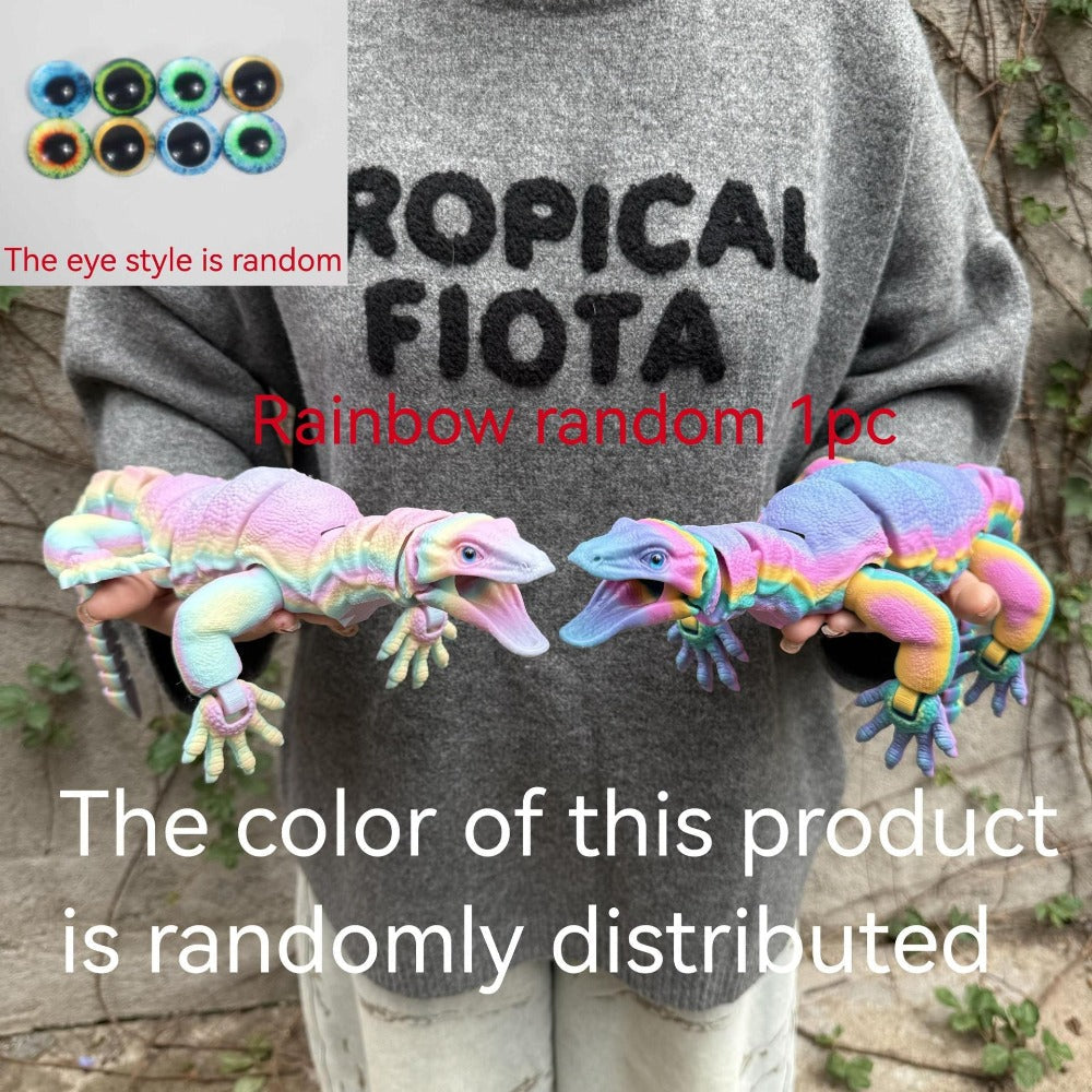 Giant 3D-Printed Lizard Figurine, 21.46-Inch Three-Part Reptile Model with Open Mouth in Seven Color Styles