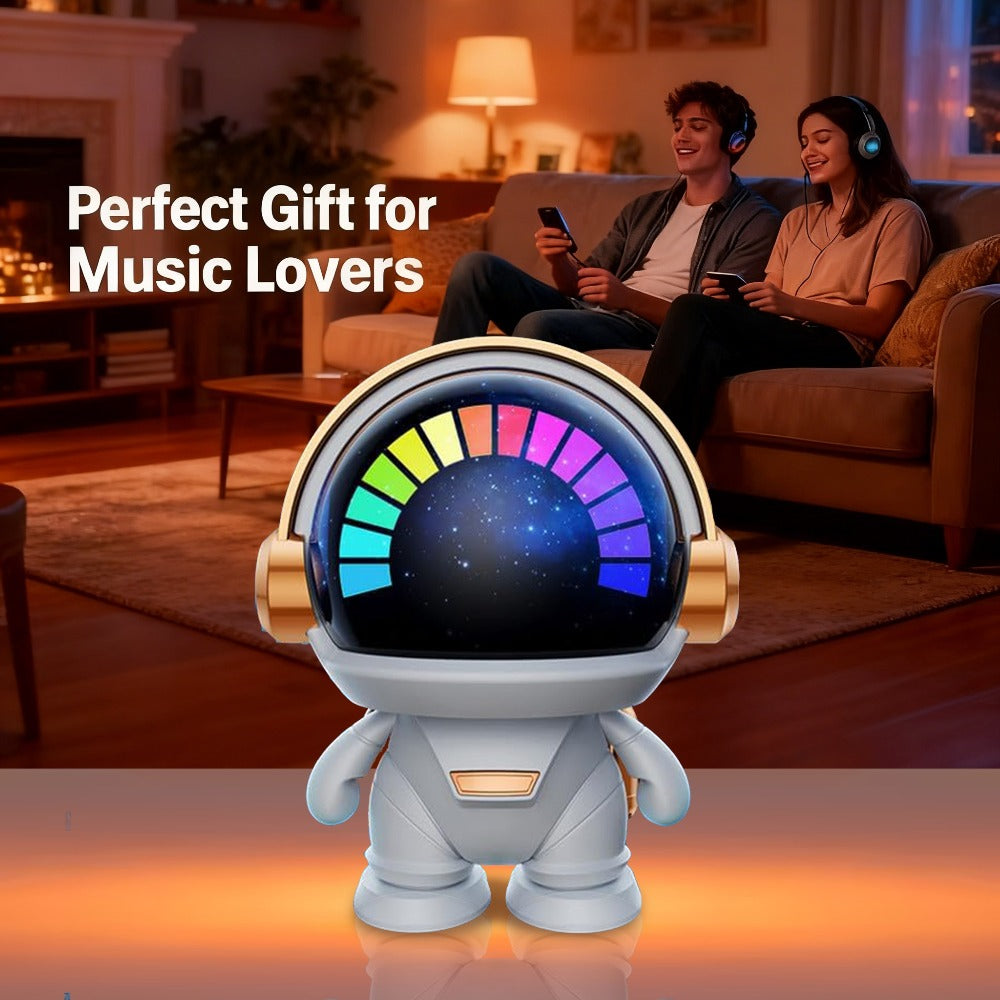 Portable Bluetooth Speaker Astronaut Mini Desktop Design with LED Light and USB Rechargeable Power
