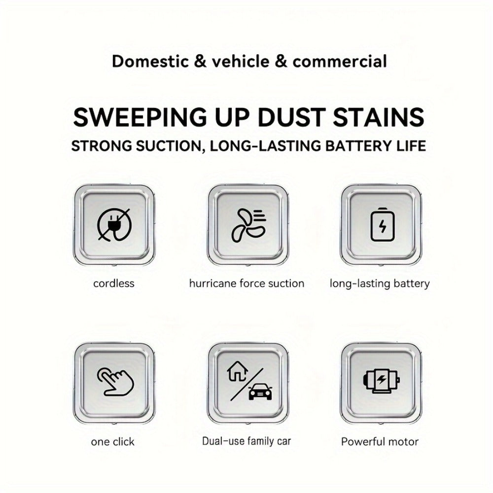 Wireless Car Vacuum Cleaner 5000PA - USB Charging, One-Click Dust Empty, 2000mAh Rechargeable, 40dB Low Noise, Portable Handheld Auto Vacuum for Cars, Home, Office & Pet Hair, 6 Colors
