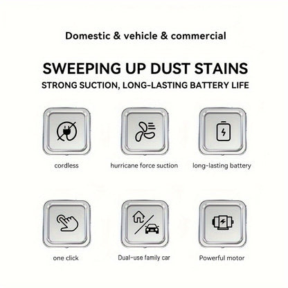 Wireless Car Vacuum Cleaner 5000PA - USB Charging, One-Click Dust Empty, 2000mAh Rechargeable, 40dB Low Noise, Portable Handheld Auto Vacuum for Cars, Home, Office & Pet Hair, 6 Colors