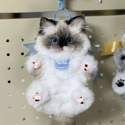 Fluffy Pipe Cleaner Cat Keychain DIY Kit 2pcs Handmade Kawaii Cat Charm Craft Set – Orange Cat & Gray Cat Material Kit Gift for Girls Girlfriend Cat Lovers Beginners
