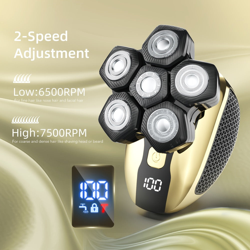 Electric Head Shaver for Bald Men 7D 7 Floating Heads — All-in-One Grooming Kit with Nose Hair Trimmer & Facial Cleaning Brush, 1.5H Fast Charging, Travel Lock, Rechargeable Men's Razor Gift Set (Blue/Black/Gold/Coffee)