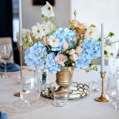 Artificial Flowers 72-Piece Silk Hydrangea Set with Flexible Stems in Blue Purple Pink or Champagne