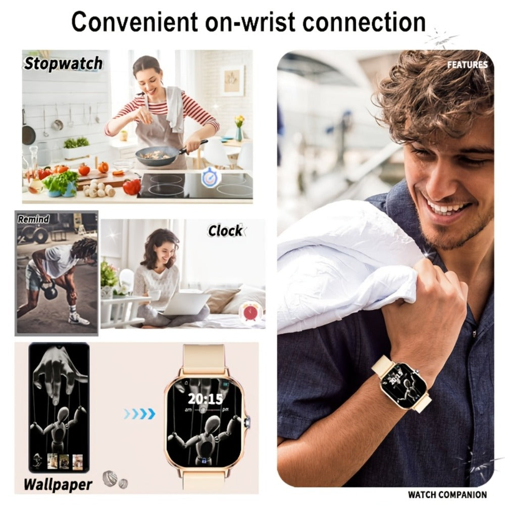 Smartwatch – Email Display 1.83" Full Touch – Wireless Calling, Pedometer, Activity Tracker, Multi-Exercise Modes, Dual TPU Strap, USB…