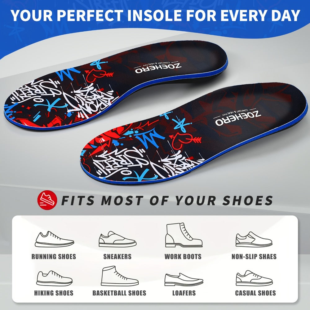 Full-Length Arch-Profile Shoe Insoles with Deep Heel Cup and Nine Men's and Women's Size Options