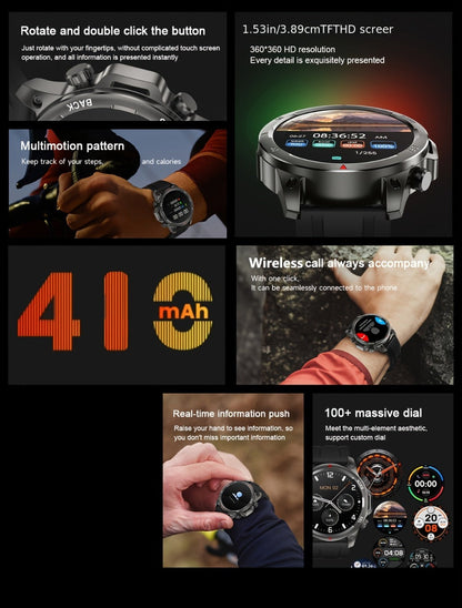 GPS NFC Smartwatch for Men – AI Voice Calling, 360×360 HD Screen, Built-in Compass, Motion Trajectory, Heart Rate Sleep Fitness Tracker – Outdoor Sports Watch Black Silver Steel