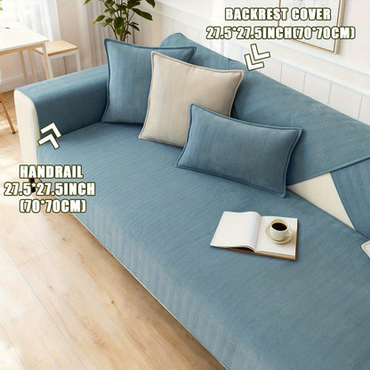 Sofa Cover Ribbed Chenille Stretch Panels with Non-Slip Design for 1 to 4 Seats, Armrests or Cushions