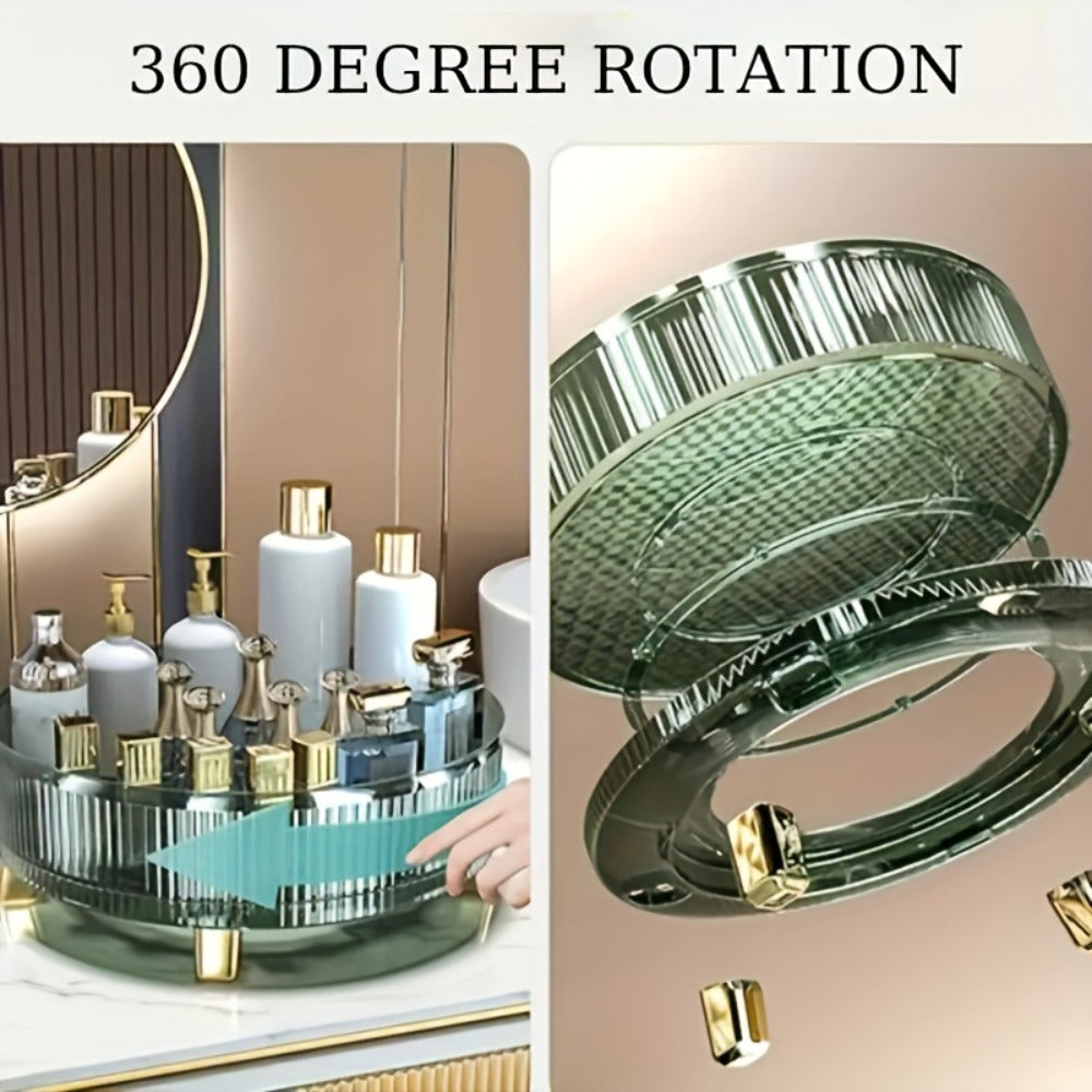 360° Rotating Makeup Organizer Large Capacity Spinning Cosmetic Storage Tower for Vanity Bathroom Kitchen Countertop Perfume Lipstick Skincare Holder