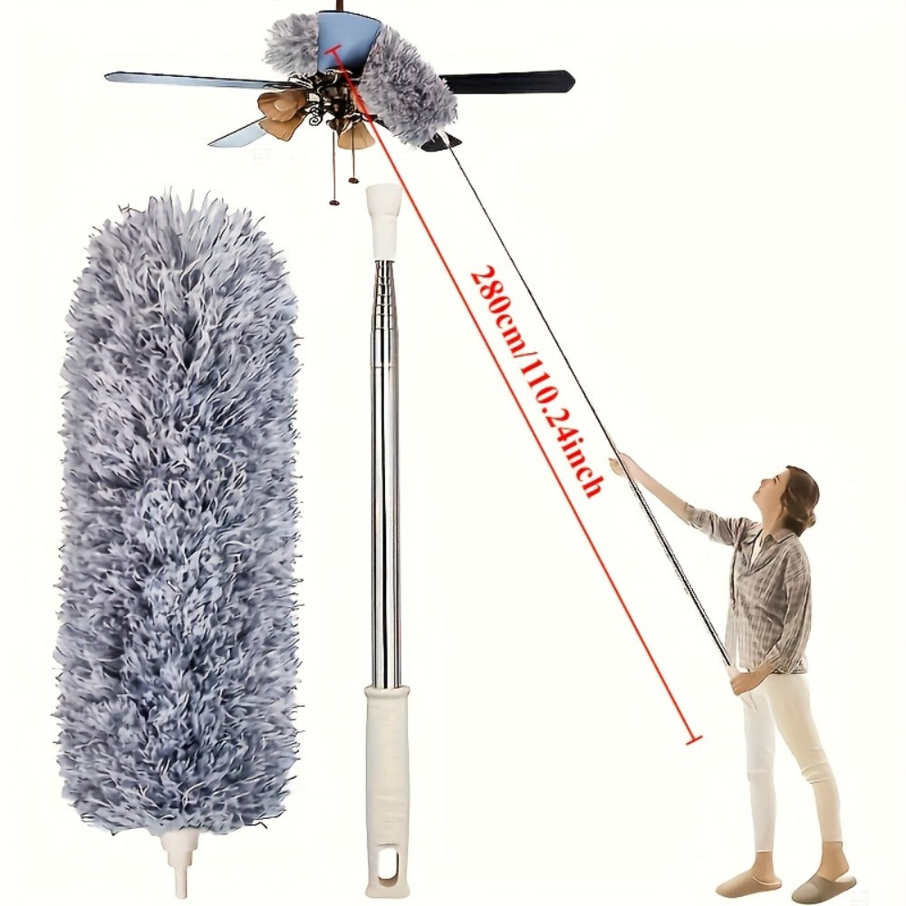 Ceiling Mop Adjustable Bendable Microfiber Duster Washable Reusable High Reach Cleaning Tool for High Ceilings Walls Furniture Cars Fan Blades Indoor Outdoor