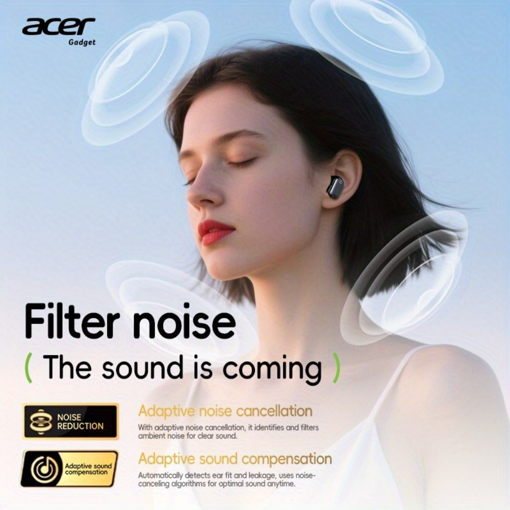 Acer OHR501 Dolby Surround Sound Wireless Earbuds Bluetooth 5.4 Semi-In-Ear TWS Intelligent Noise Cancellation Fingerprint Touch Control Ultra-Low Latency Type-C Fast Charging 8 Colors