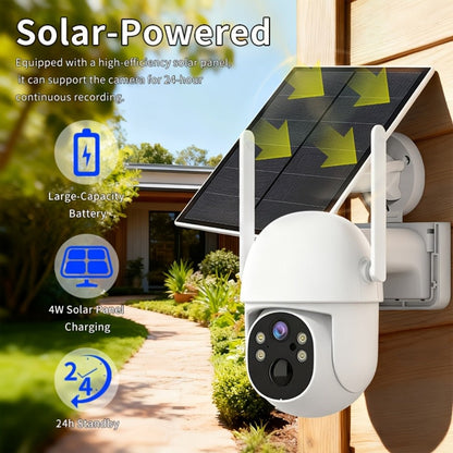 Encrypted Cloud Solar Security Camera Outdoor 3MP AI Detection – App-Controlled Pan Tilt, Full Color Night Vision, Sound & Light Alert, Two-Way Audio, Waterproof Wireless WiFi Camera