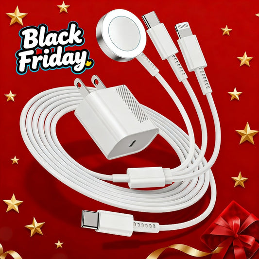 Apple Watch Charger Set 3-in-1 Magnetic Cable 6.6ft with 20W USB-C Wall Charger – Compatible with Apple Watch Ultra 2 Ultra SE Series 9 8 7 6 5 4 3 2 1 iPhone 15 14 13 12 11 AirPods White Pink Purple