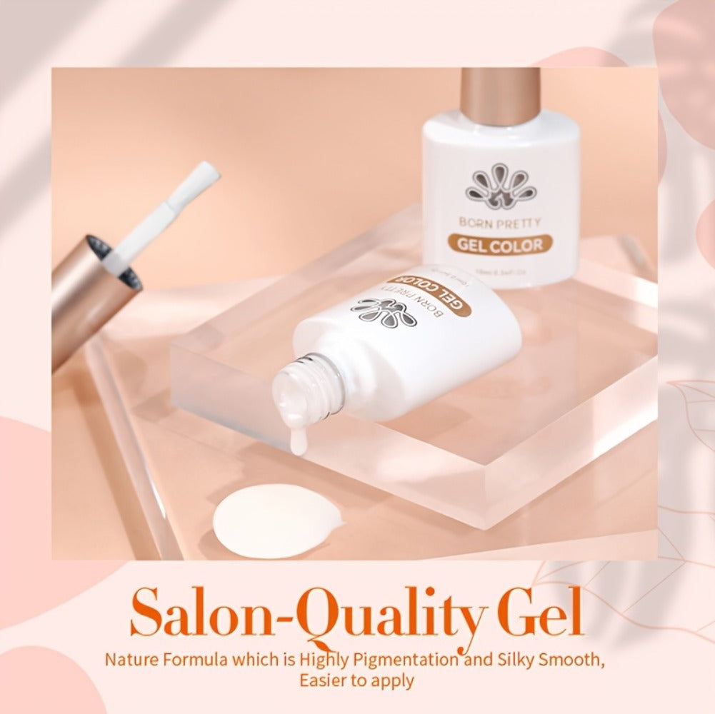 Jelly Gel Nail Polish Translucent 10ml – Glass Nail Look, 30-Day Soak-Off Semi-Permanent UV LED, Milky White Snow Glitter Pink Nude Shades, Buildable Salon Quality for Women