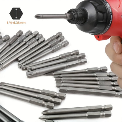 50-Piece Magnetic Security Screwdriver Bit Set with 75 mm Extended 1/4-Inch Hex Shanks and Blue Case
