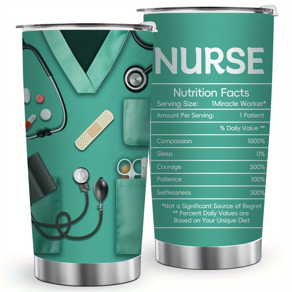 20oz Nurse Medical-Kit Graphic Tumbler with Clear Lid, Metal Straw and Rose Red, Green or Purple Colors