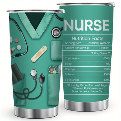 20oz Nurse Medical-Kit Graphic Tumbler with Clear Lid, Metal Straw and Rose Red, Green or Purple Colors