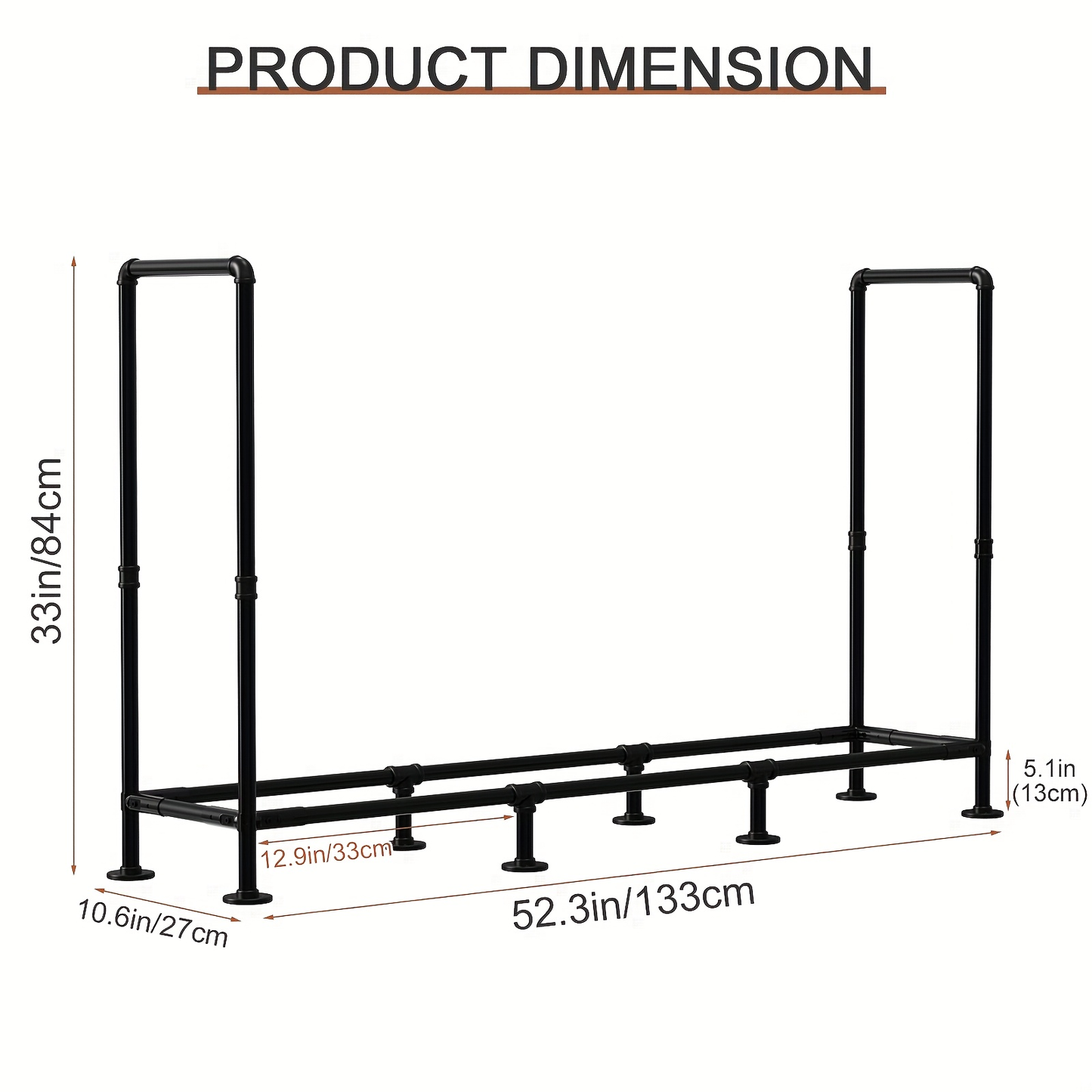 Firewood Rack | Heavy Duty Steel Indoor Outdoor Fireplace Patio Deck