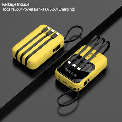 Power Bank 10000mAh Mini with Built-In Cable Set, 5W/15W/22.5W Options, Display and LED Light