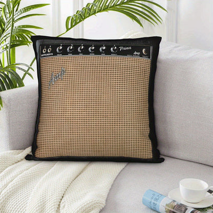 Throw Pillow Cover Guitar Amplifier Music Themed Decorative Cushion Case 18x18 Inch Zipper Polyester Machine Washable Gift for Guitarist Musician Living Room Bedroom Sofa Decor