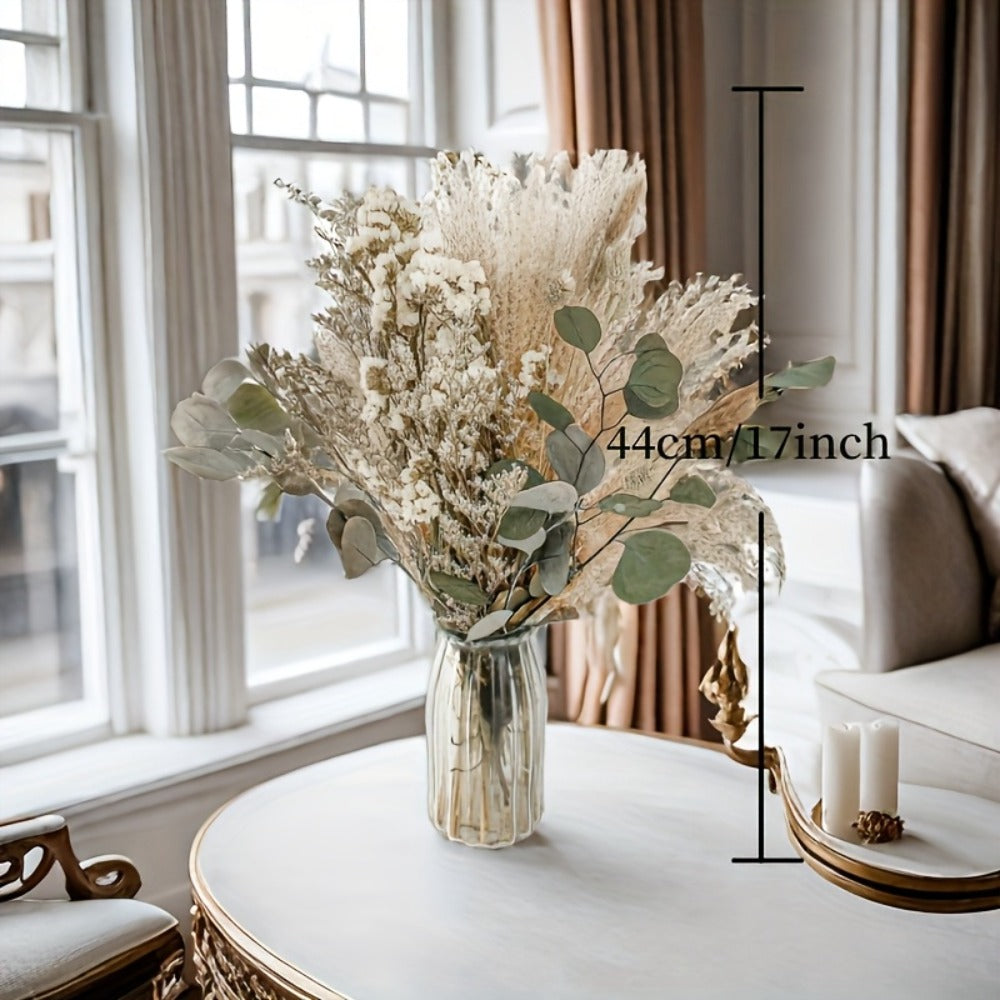 Natural 42-Piece Pampas Grass Bouquet with Eucalyptus and Dried Botanical Stems for Vase Decor