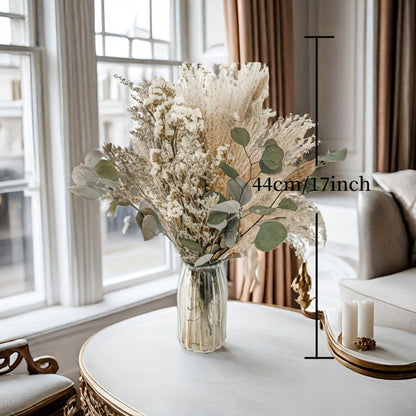 Natural 42-Piece Pampas Grass Bouquet with Eucalyptus and Dried Botanical Stems for Vase Decor