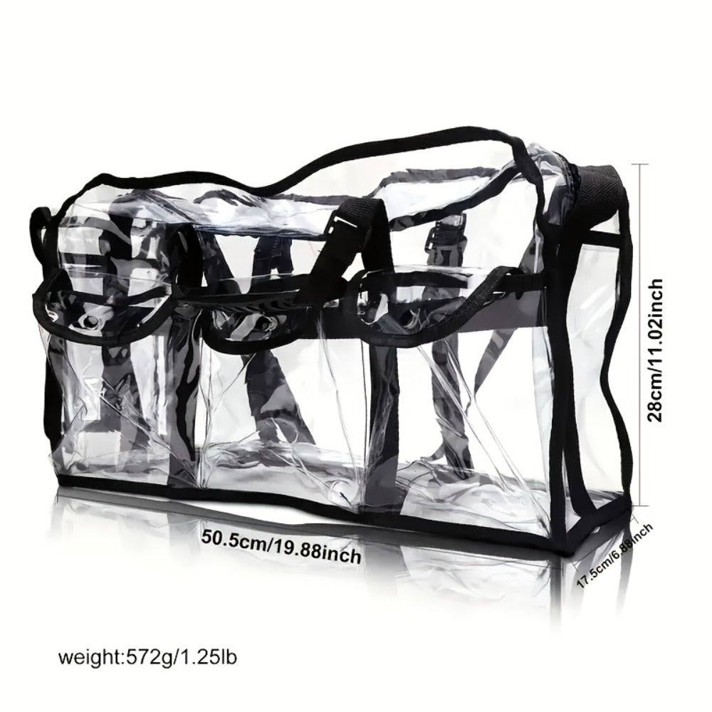 Clear Multi-Pocket Tote Bag with Black Trim, Dual Handles and Protected Fashion, Simple or Portable Styles