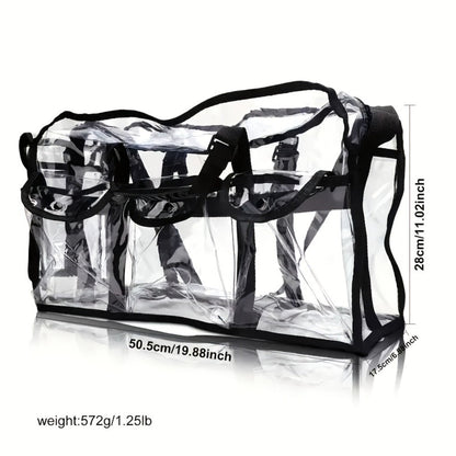 Clear Multi-Pocket Tote Bag with Black Trim, Dual Handles and Protected Fashion, Simple or Portable Styles