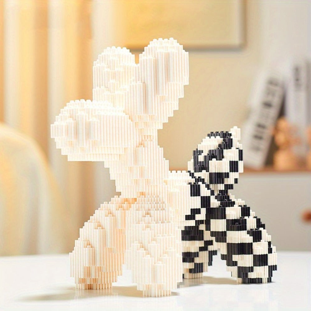 Balloon Dog Building Block Sculpture in Five Pictured Designs with 7.48-Inch Length for Adult Pop Art Display
