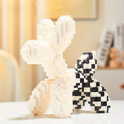 Balloon Dog Building Block Sculpture in Five Pictured Designs with 7.48-Inch Length for Adult Pop Art Display