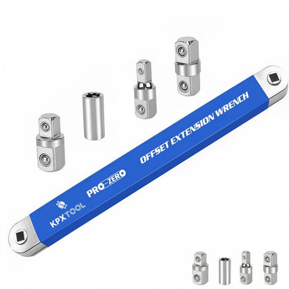 Ratchet Wrench Set 2-in-1 Multi-Function Offset Extension | 1/2" 1/4" 3/8" Square Head Adapters | 180° Swivel High Torque Non-Slip Handle | Durable Metal Automotive Repair Hand Tool