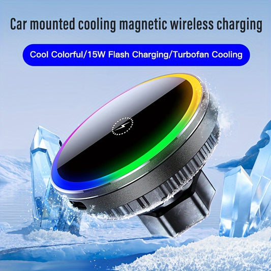 MagSafe Car Wireless Charger for iPhone 12-16 – Magnetic Air Vent Mount with Dual Cooling Fans, Qi1 Fast Charging, Sleek Circular Design for Apple iPhone 12, 13, 14, 15, 16 Series