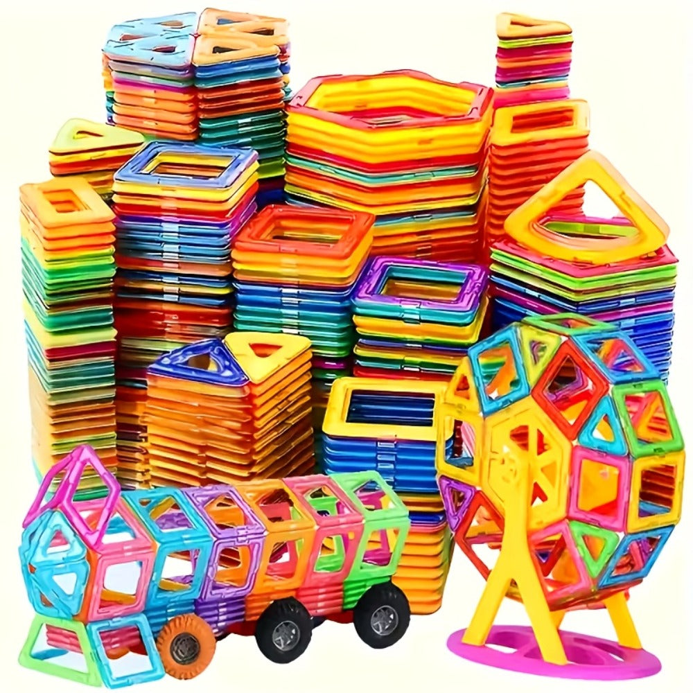 Magnetic Tiles 67-Piece Bicolor Open-Frame Geometry Building Set with Curves, Squares and Triangles