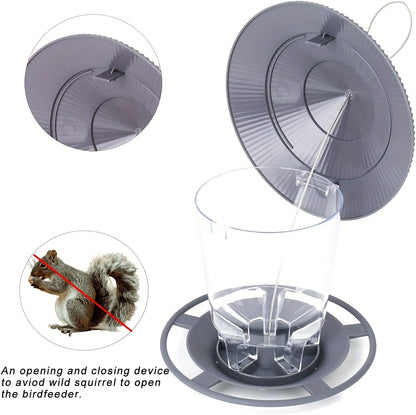Hanging Bird Feeder with Tiered Roof, Clear Seed Chamber and Brown, Grey or Green Finish Options