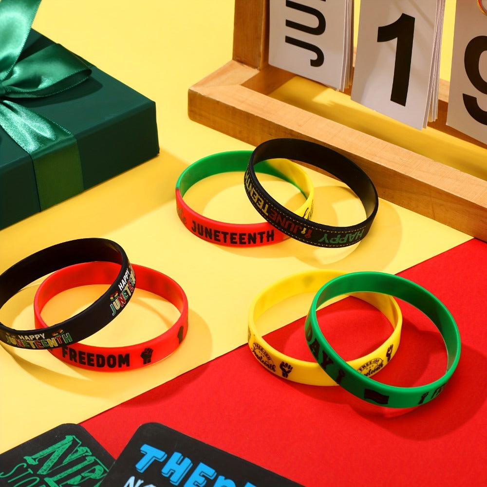 120-Piece Juneteenth 1865 Wristband Set in Black Freedom Day Design for Parties and Community Events