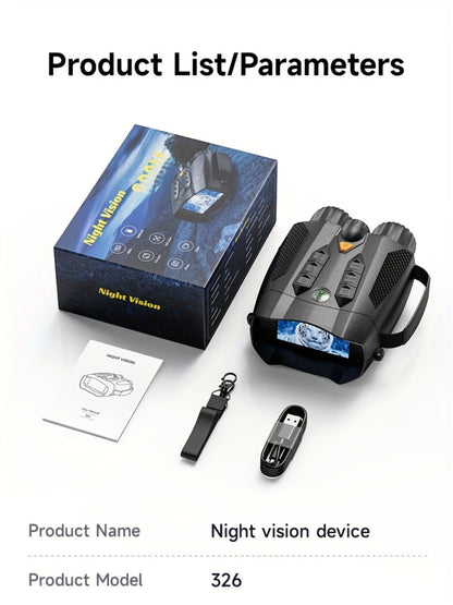 Night Vision Goggles with Built-In 3W IR Illuminator | 200MP HD, 10X Digital Zoom, 5W IR Light, 6-Hour Battery | Hands-Free Wearable for Hunting, Survival, Wildlife & Nighttime Outdoor Adventures