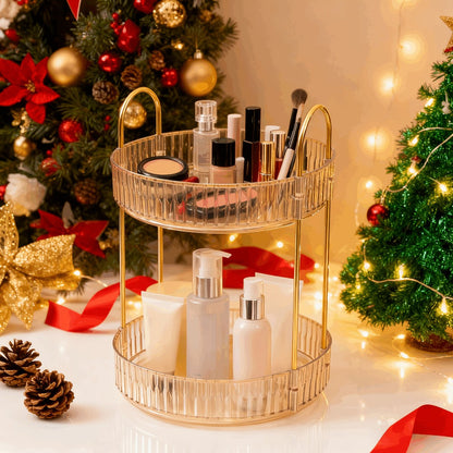 Rotating Multi-Level Makeup Organizer with Detachable Trays and 12 Exact Color-and-Layer Options