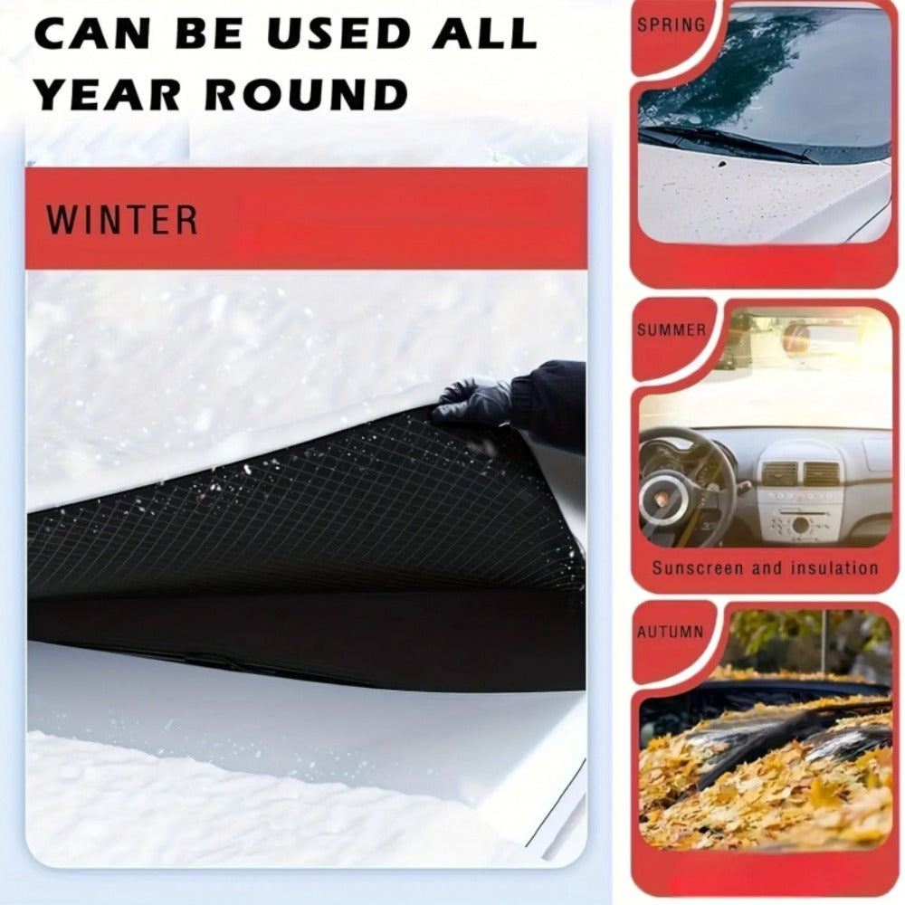 Car Windshield Snow Cover & Frost Shield 102" x 45" - Magnetic Windshield Cover with Side Window Protection for All Seasons