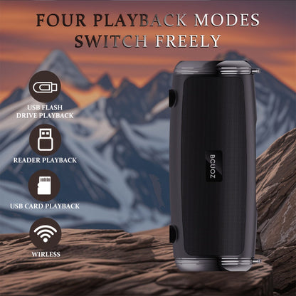 Portable Bluetooth Speaker BCUOZ with 3D Stereo Configuration, TWS, Hands-Free Calls, FM, AUX, USB and TF