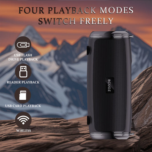 3D Surround Sound Bluetooth Speaker with Subwoofer BCUOZ, Portable Wireless Bass Speaker TWS Stereo, Hands-Free Calling, FM Radio, AUX USB Input, Deep Bass Compact Speaker for Home Outdoor Travel Office