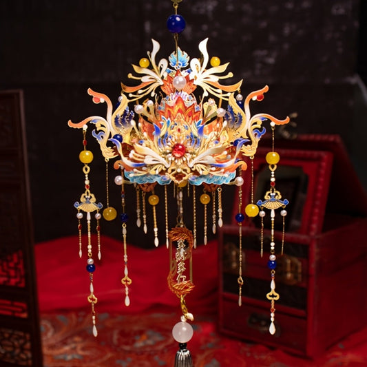 3D Metal Puzzle Phoenix Crown Qingluan – Blue & Gold DIY Assembly with Beads & Tassels, Chinese Mythology Art Collectible, Unique Romantic Gift for Girlfriend Boyfriend Birthday Anniversary
