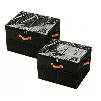 Shoe Storage Box 16-Pair, Clear Foldable Shoe Organizer with Flip-Top Lid & Reinforced Handles — Heavy-Duty Space-Saving Shoe Box for Closet, Bedroom & Entryway | Black & Grey | 1 or 2 Pack