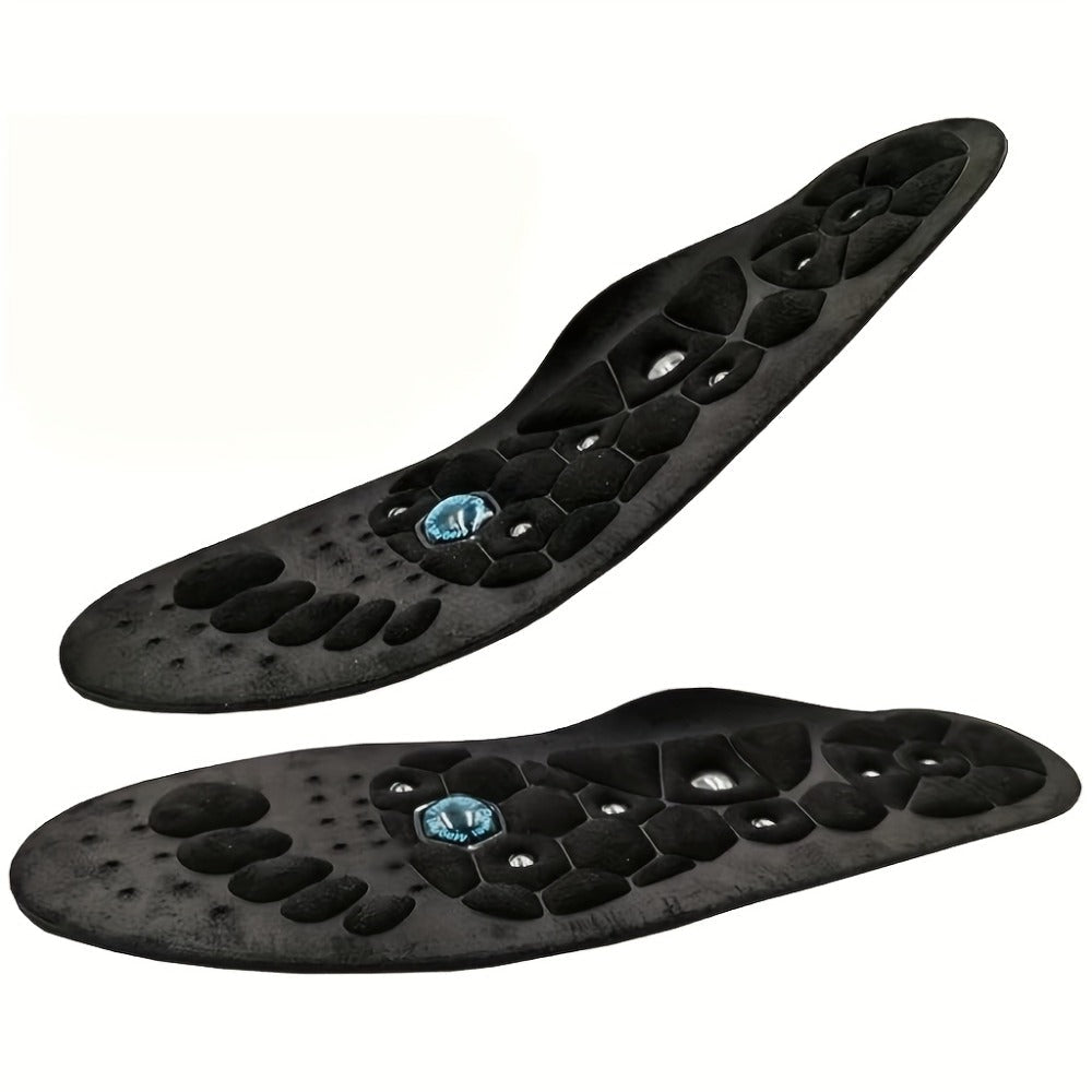 Black Textured Full-Length Shoe Insoles with Raised Circular Footbed Pattern in US 4-7, 8-11 and 12-15 Sizes