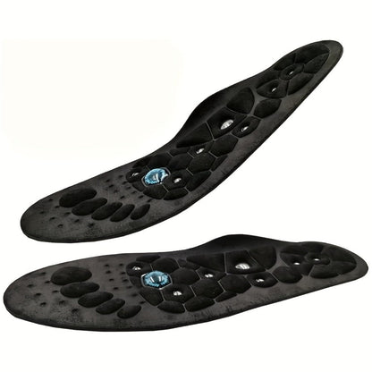 Black Textured Full-Length Shoe Insoles with Raised Circular Footbed Pattern in US 4-7, 8-11 and 12-15 Sizes