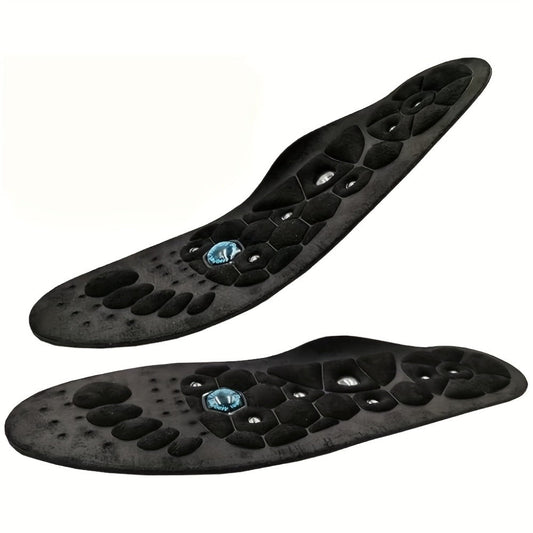 Black Textured Full-Length Shoe Insoles with Raised Circular Footbed Pattern in US 4-7, 8-11 and 12-15 Sizes